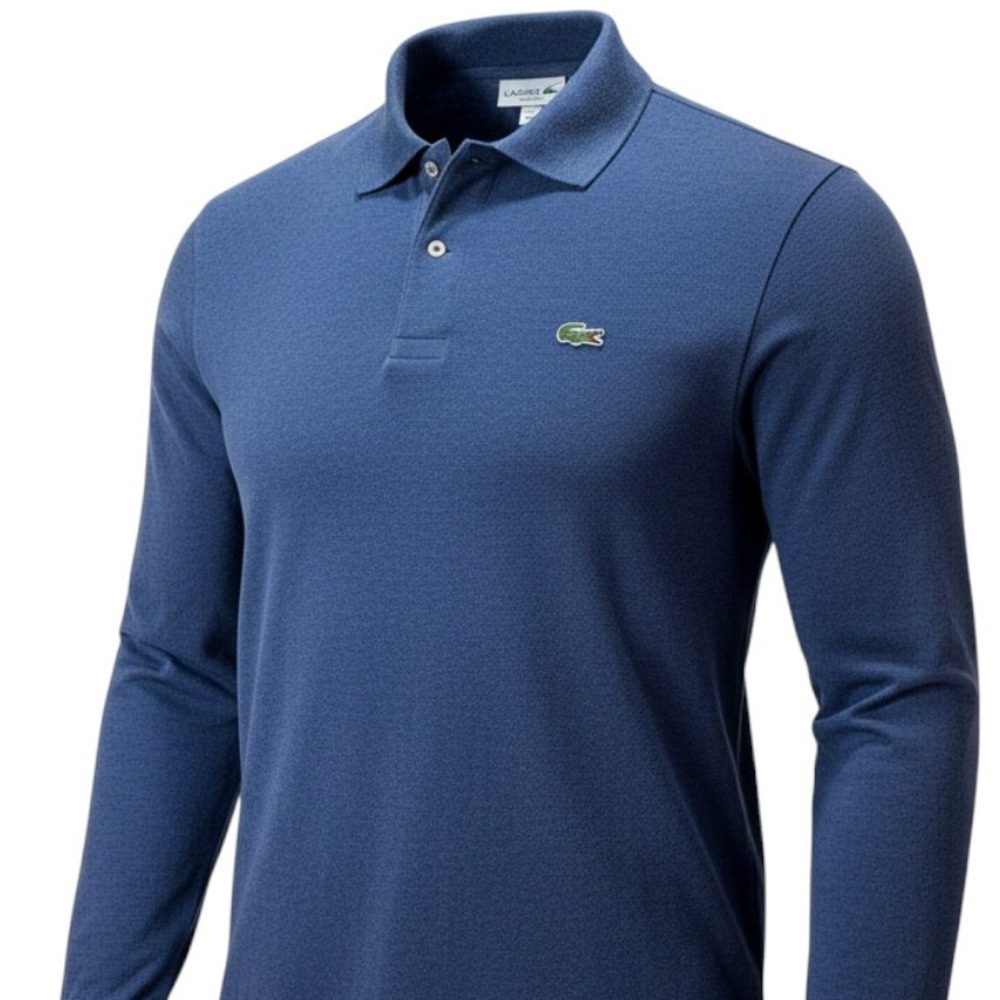 Lacoste Polo Shirt Mens XL Blue Long Sleeve Classic Fit Crocodile Logo Peru